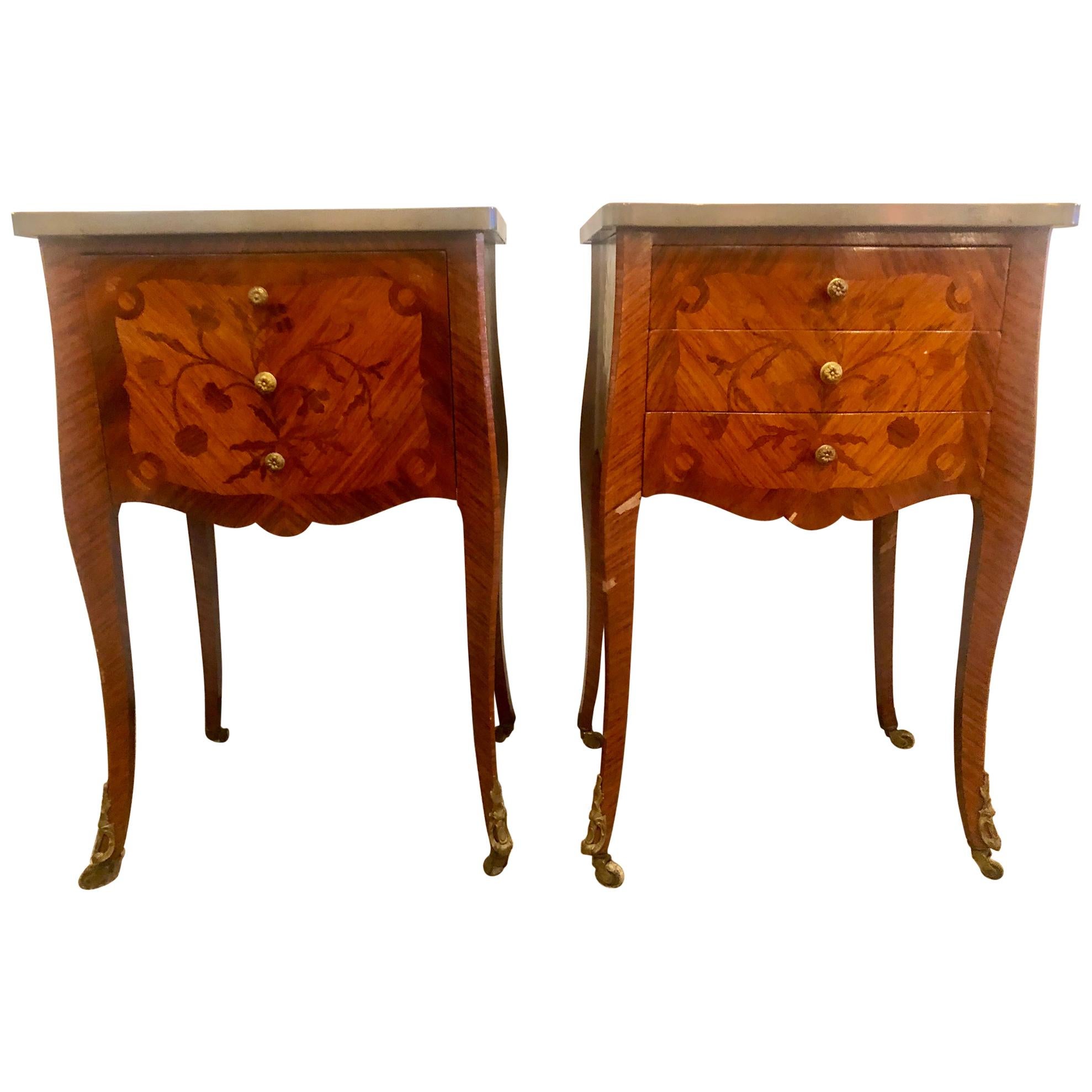Pair of French Louis XV Style Stands, End Tables, Side Tables or Night Tables