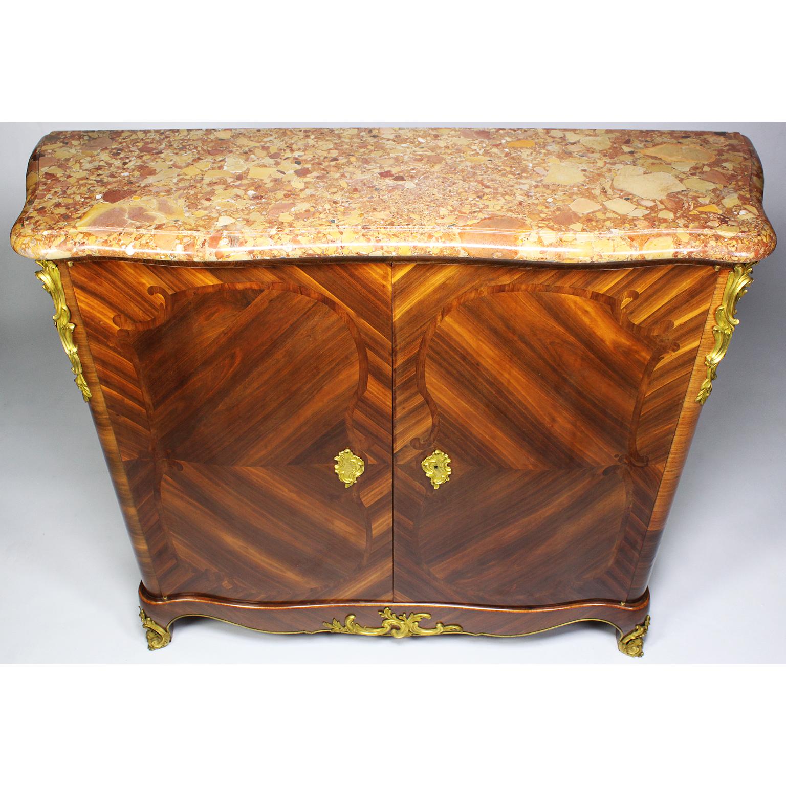 Early 20th Century Pair of French Louis XV Style Tulipwood Slender Side-Cabinets Commodes For Sale