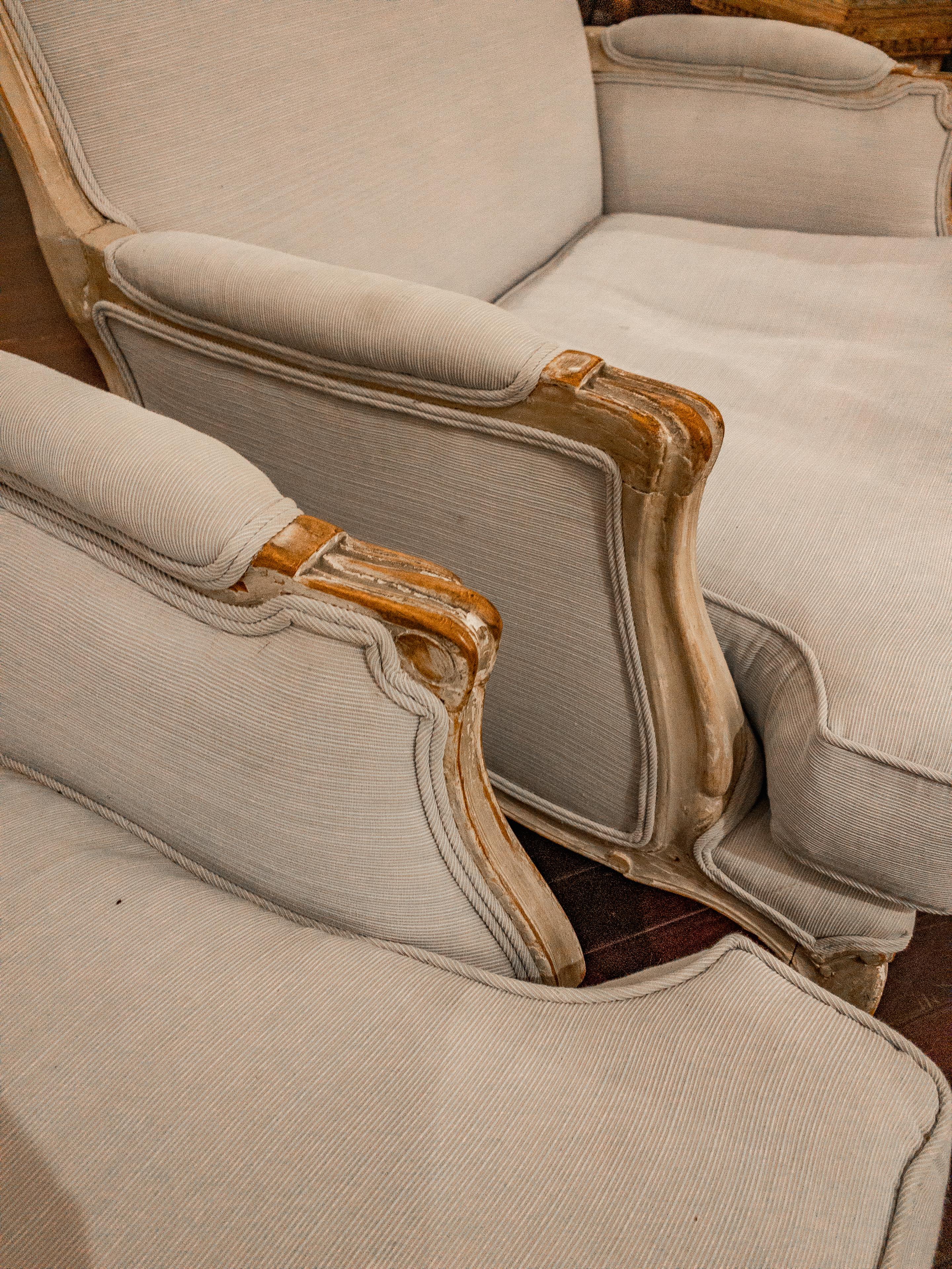 Pair of French Louis XV Style Upholstered Arm Chairs 2