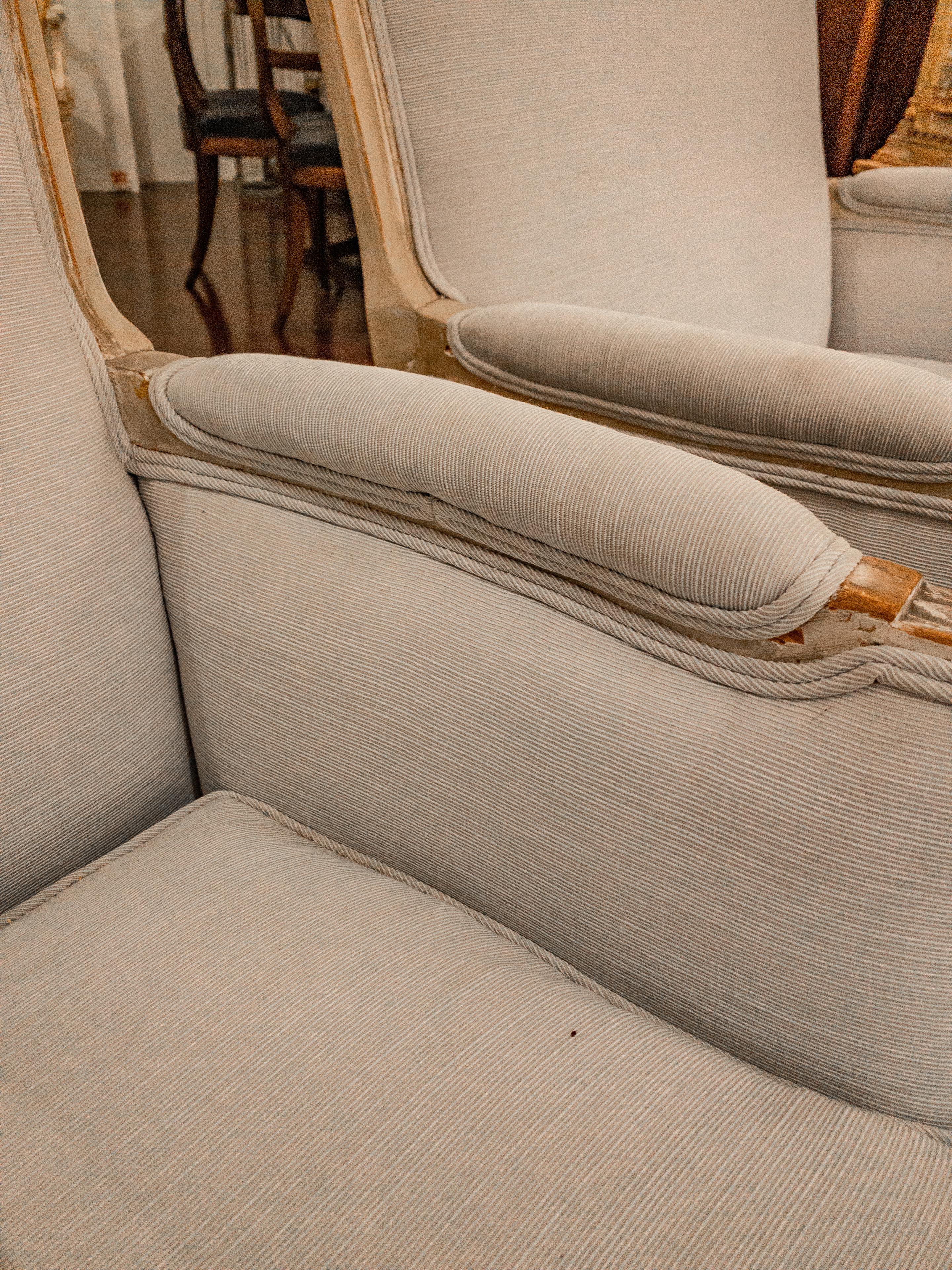 Pair of French Louis XV Style Upholstered Arm Chairs 3