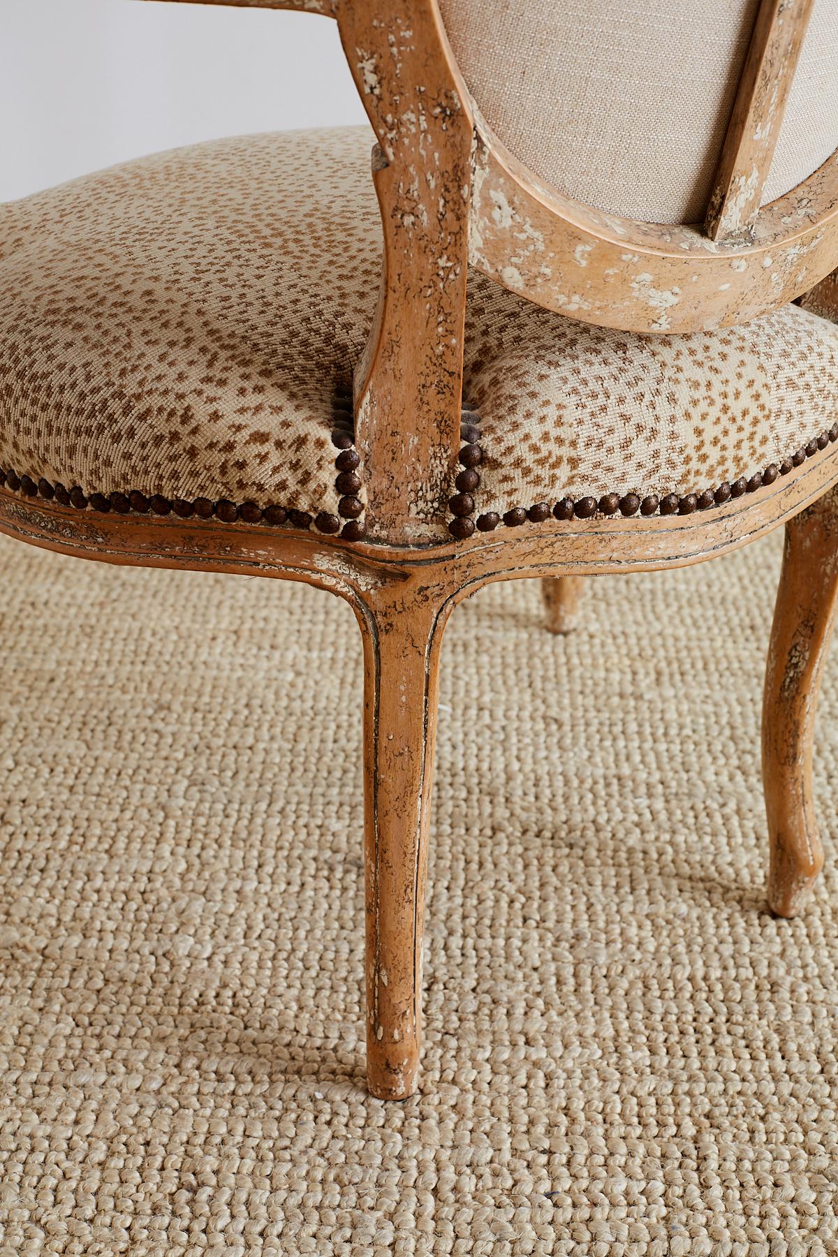 Pair of French Louis XV Style Upholstered Fauteuils 9