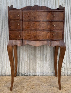 Pair of French Louis XV Style Walnut Bedside Tables with Drawers