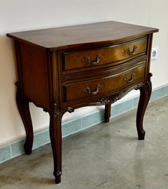 Pair of French Louis XV Style Walnut Bedside Tables with Drawers