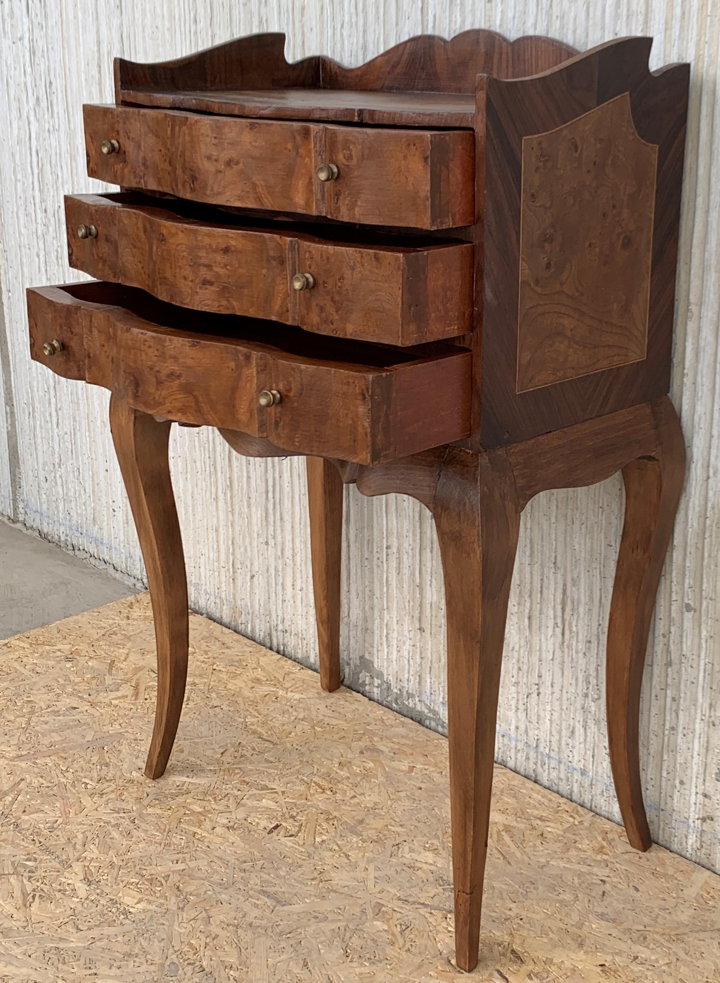 19th Century Pair of French Louis XV Style Walnut Bedside Tables with Drawers