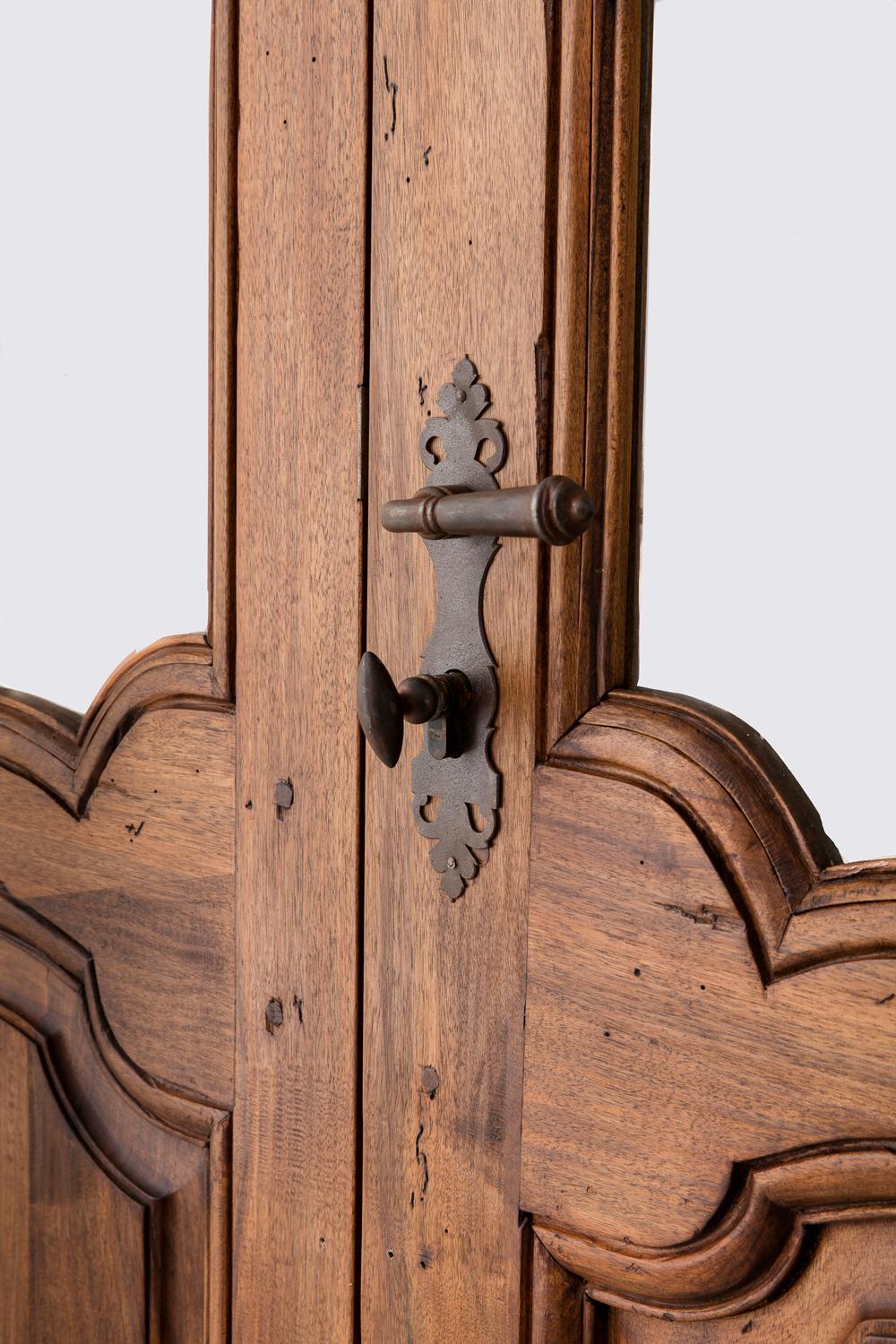 Contemporary Pair of French Louis XV Style Walnut Entry Doors