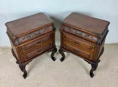Pair of French Louis XV Style Wooden Nightstands, 20th Century