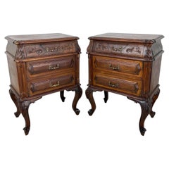Pair of French Louis XV Style Wooden Nightstands, 20th Century