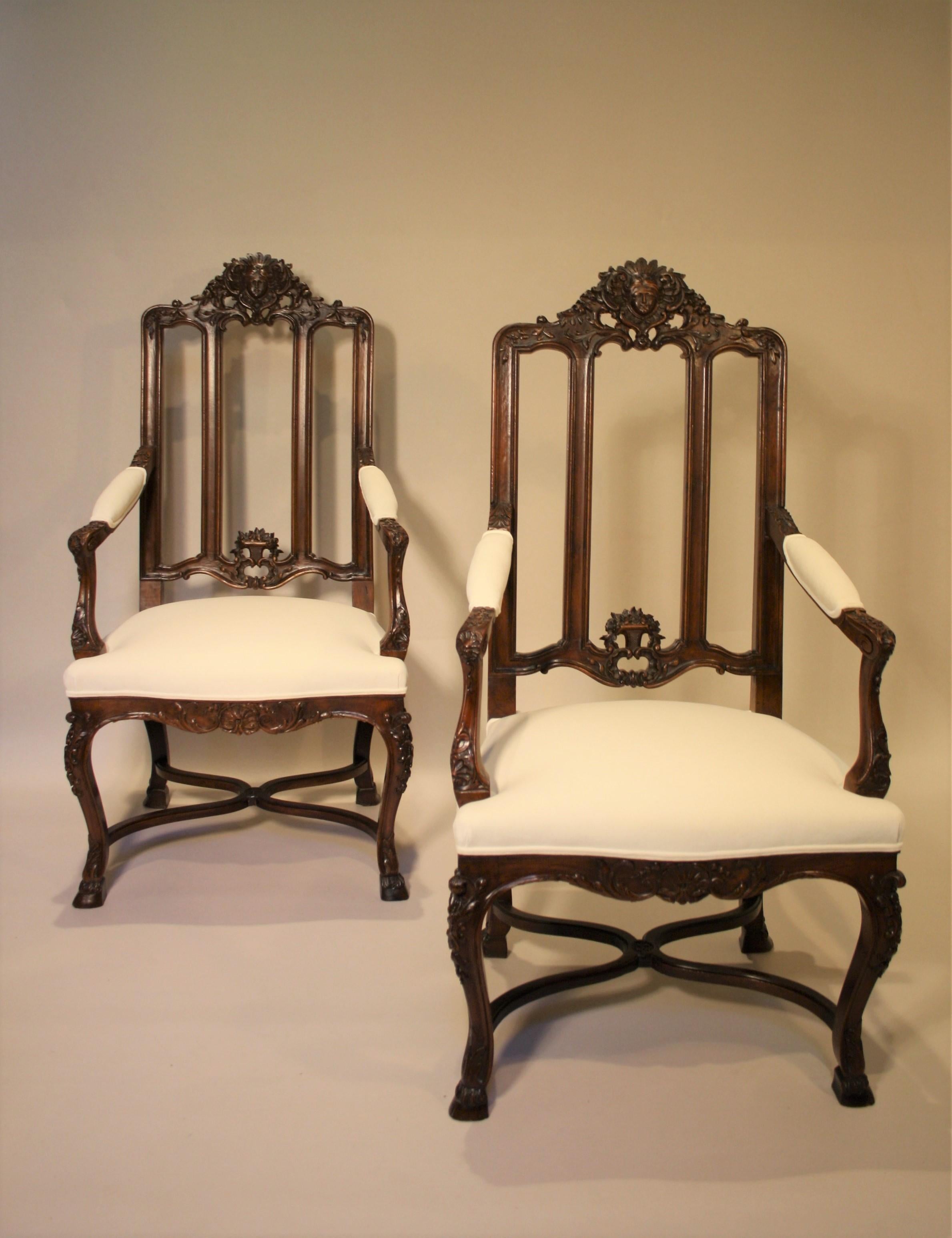 Pair of French Walnut Armchairs, 19th Century 6