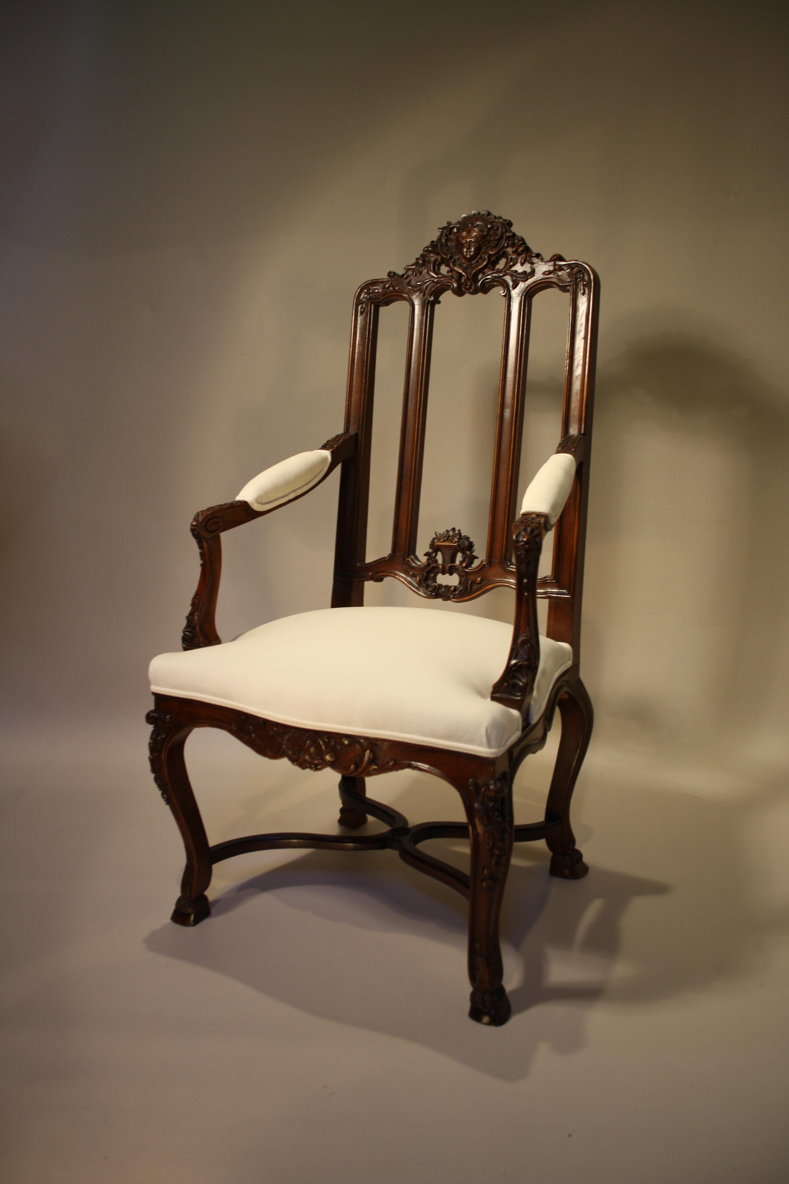 Pair of French Walnut Armchairs, 19th Century 8