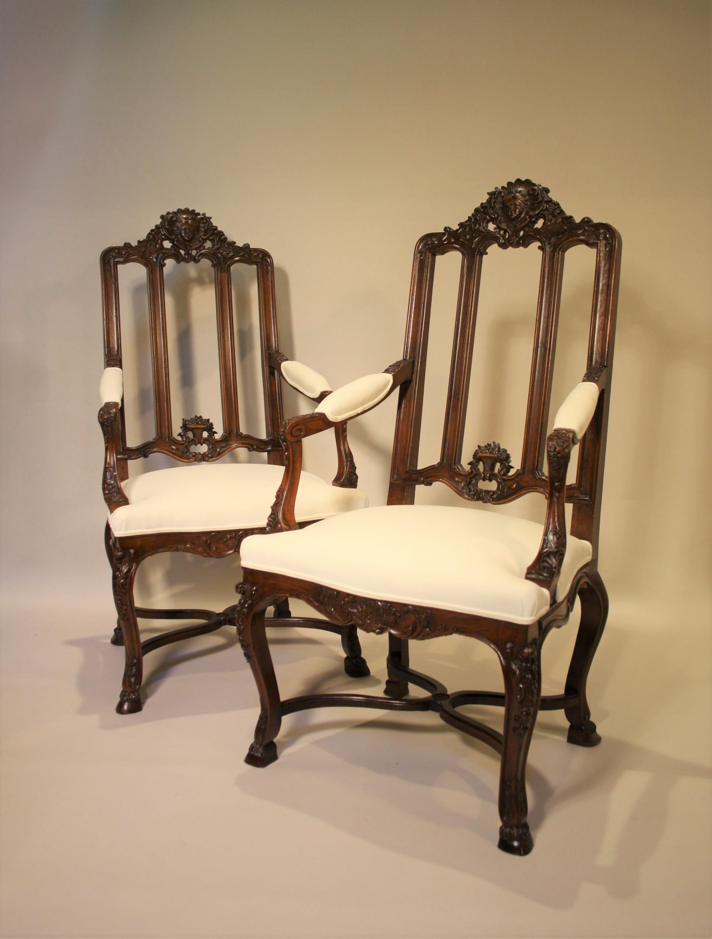 Pair of French Walnut Armchairs, 19th Century 9