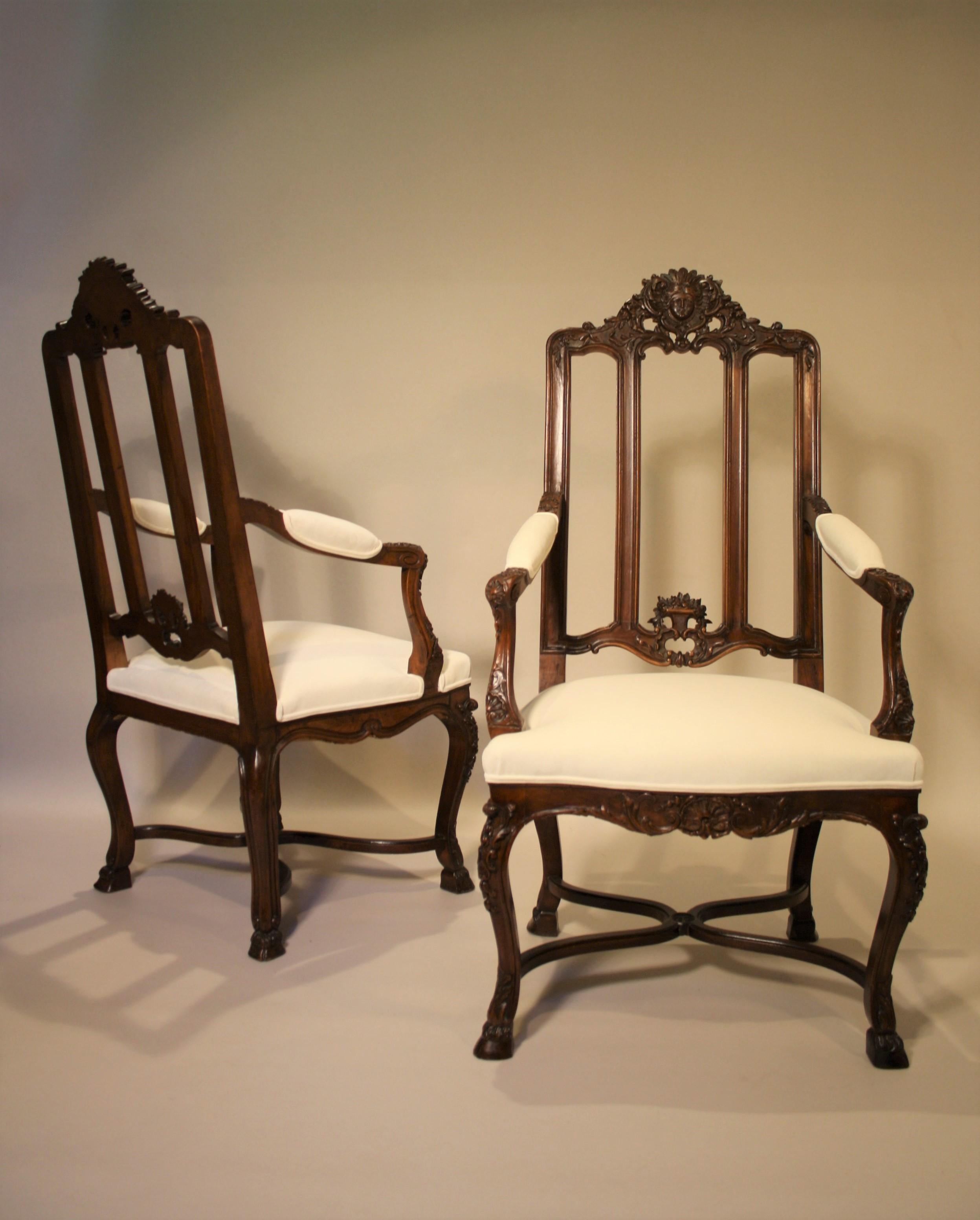 Pair of French Walnut Armchairs, 19th Century 11