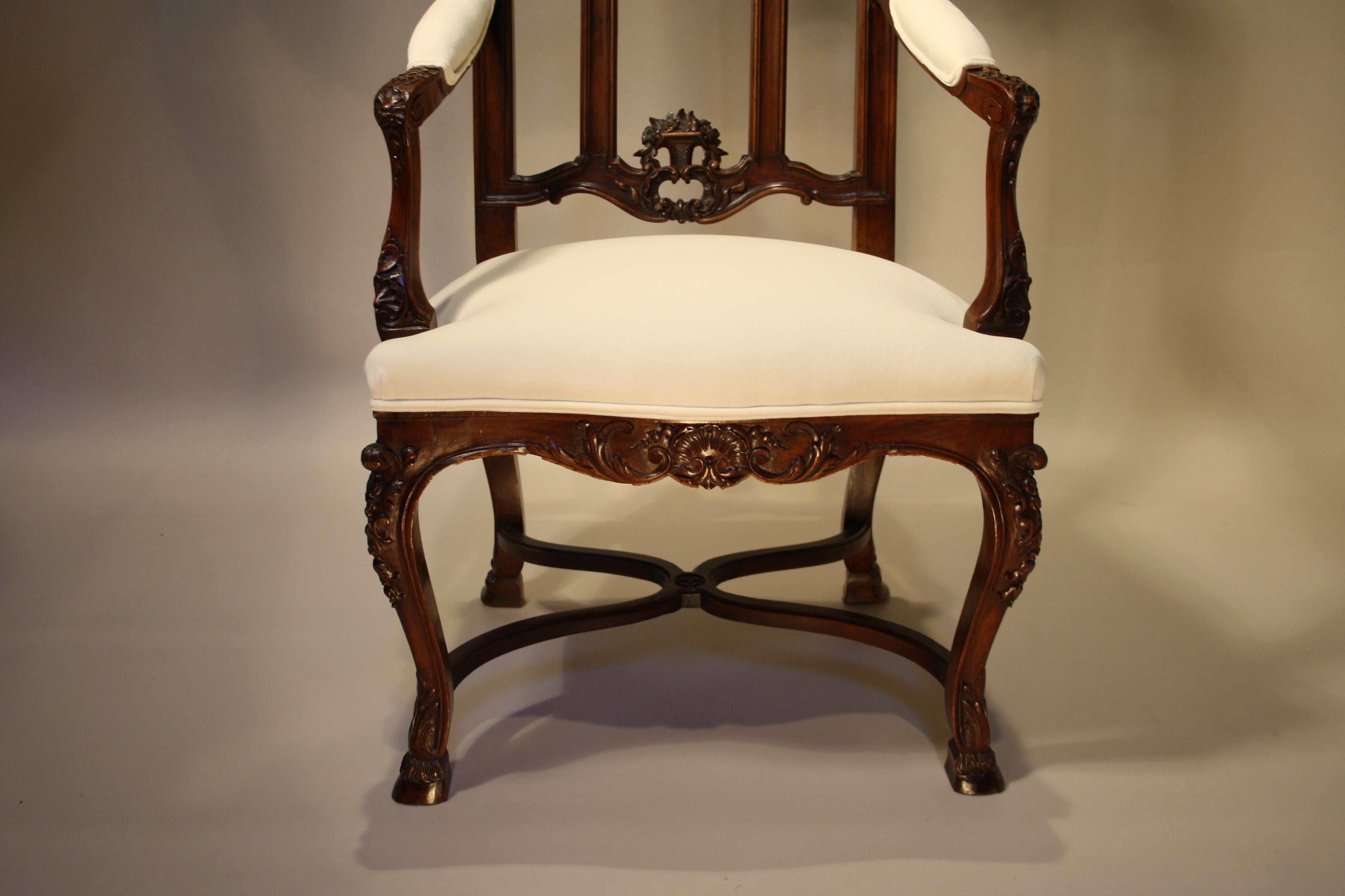 Pair of French Walnut Armchairs, 19th Century 1