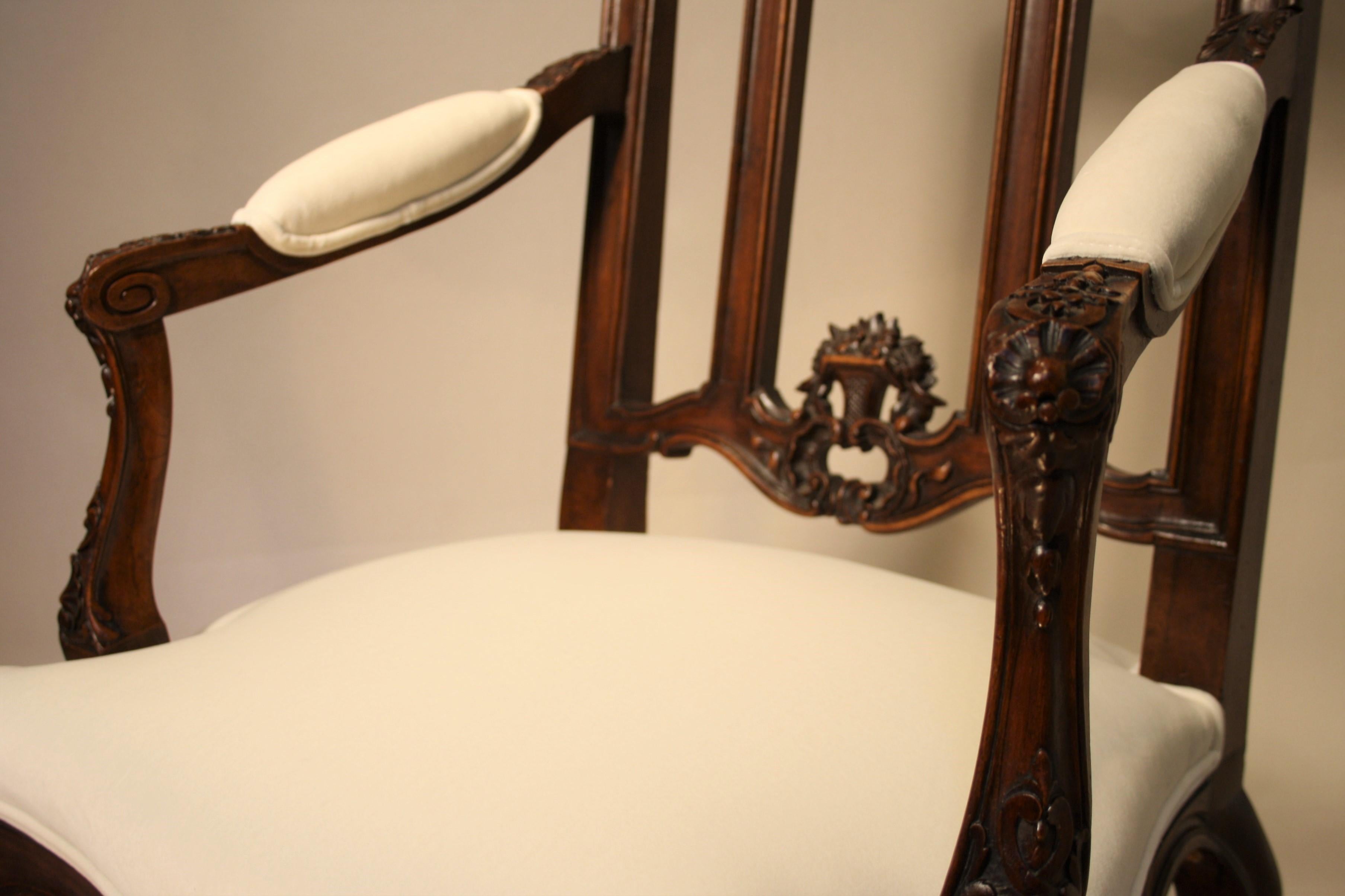 Pair of French Walnut Armchairs, 19th Century 5