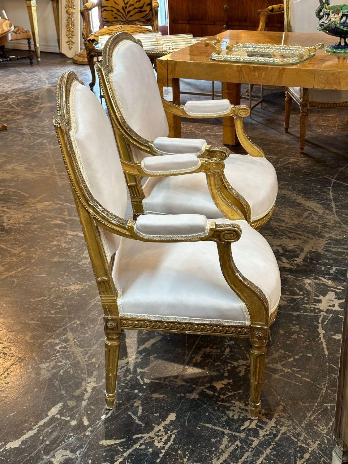 Pair of French Louis XVI Armchairs For Sale 2