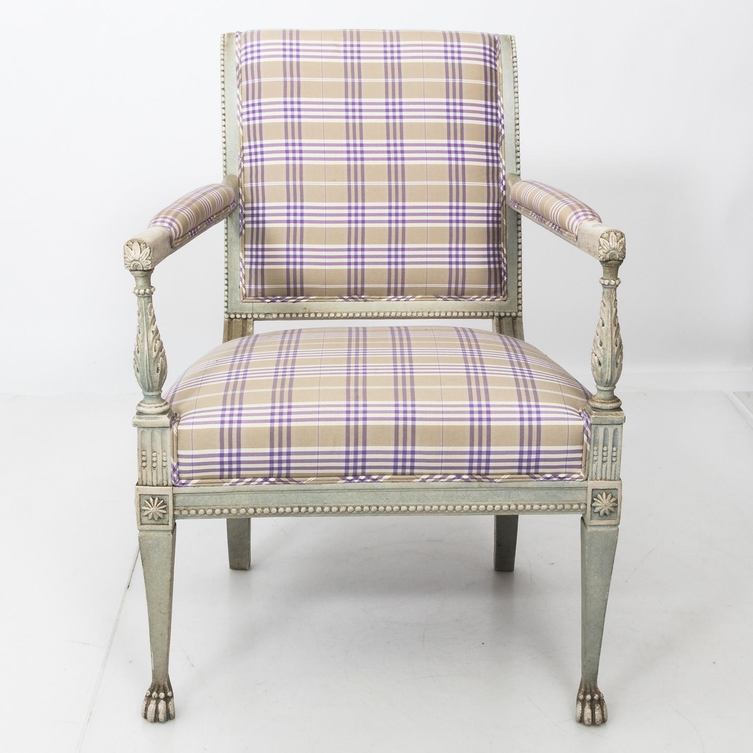Upholstery Pair of French Louis XVI Armchairs For Sale
