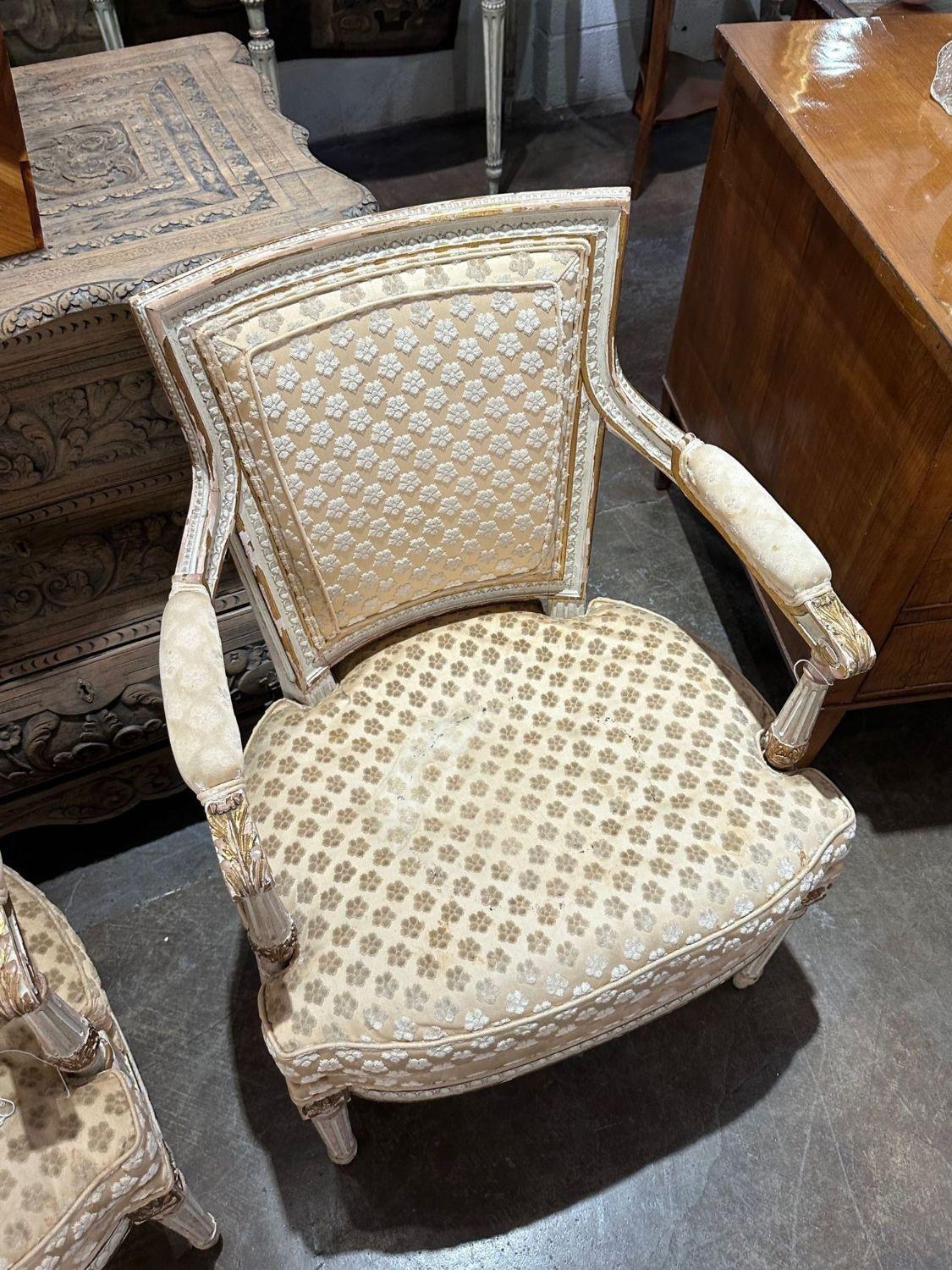 Pair of French Louis XVI Armchairs 3