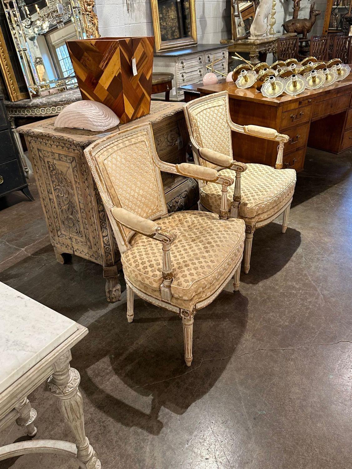Pair of French Louis XVI Armchairs 4