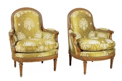 Pair of French Louis XVI Beechwood Bergeres