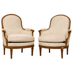 Pair of French Louis XVI Beechwood Bergeres