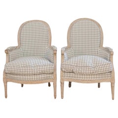 Pair of French Louis XVI Bergères, circa 1780