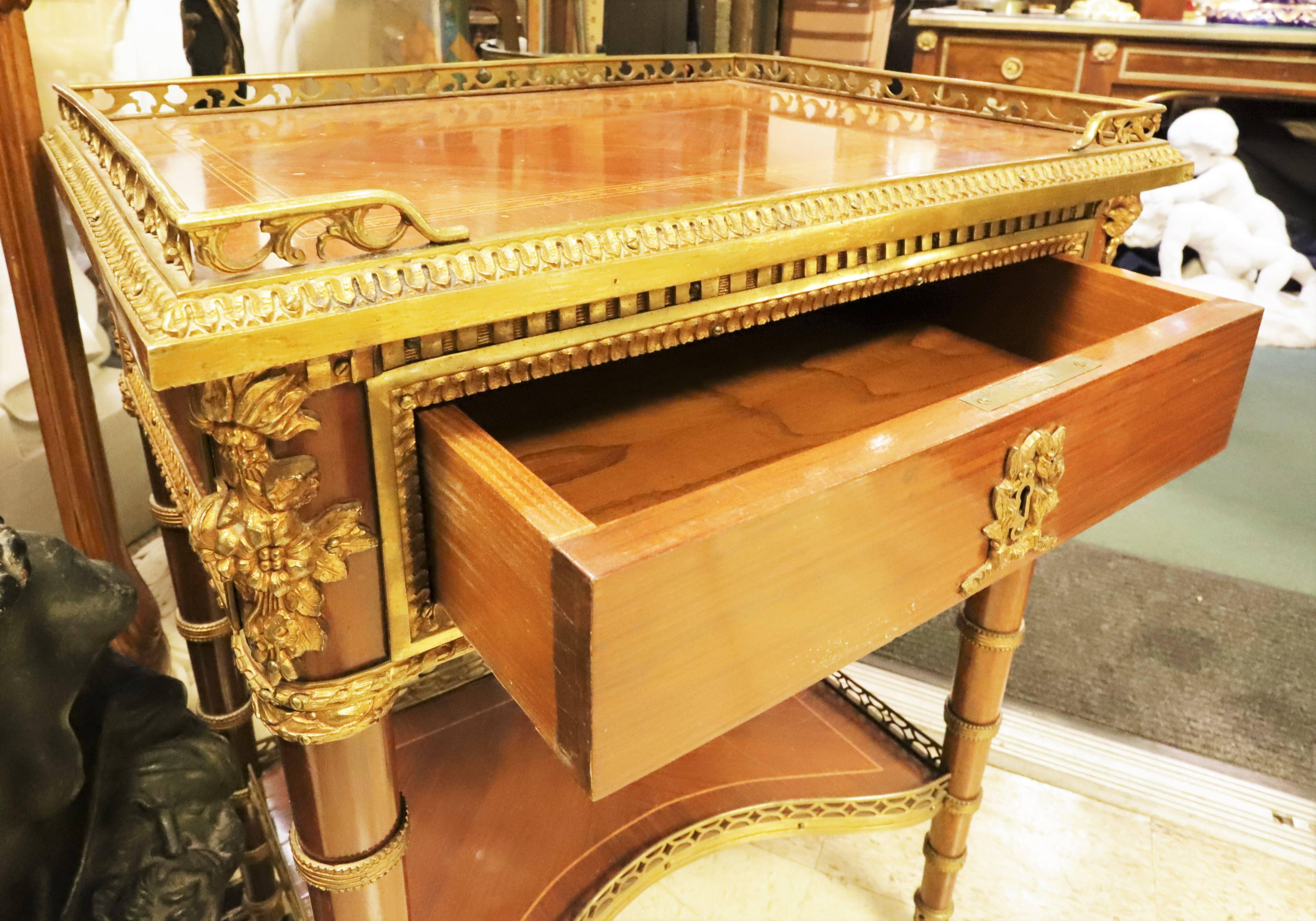 Pair of French Louis XVI Bronze Mounted End Tables 2