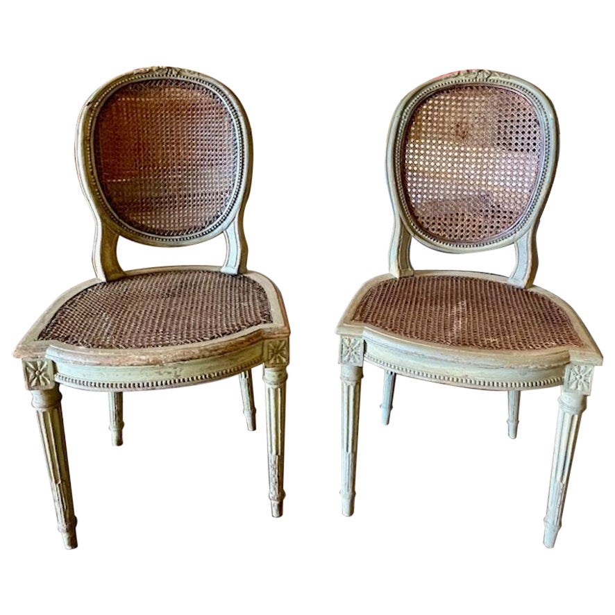 Pair of French Louis XVI Cane Side Chairs
