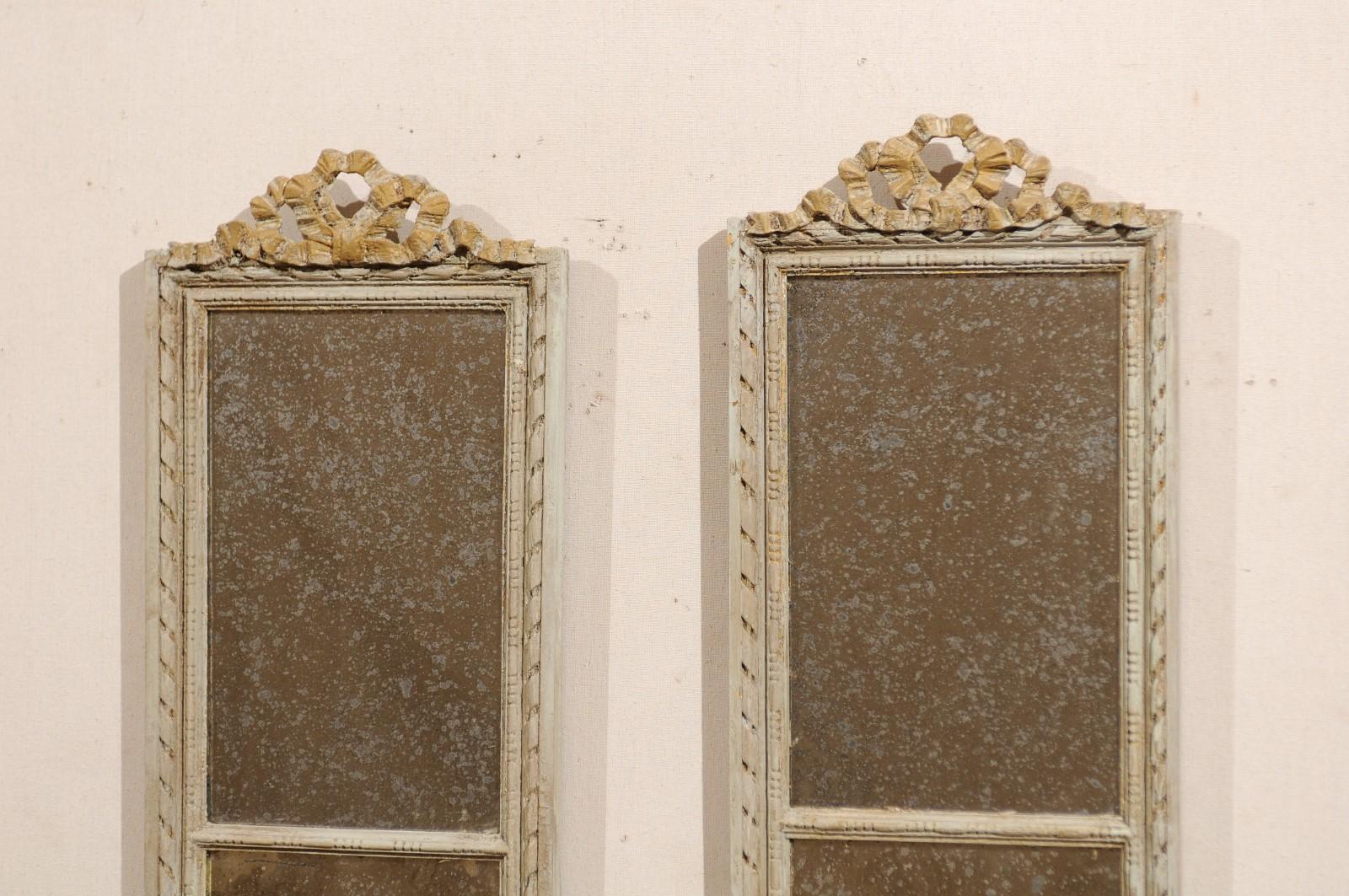 Pair of French Louis XVI Carved Wood Wall Panel Mirrors from Mid-20th Century 2