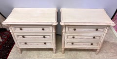 French Louis XVI Cream Carved Nightstands by Louis J. Solomon, Pr