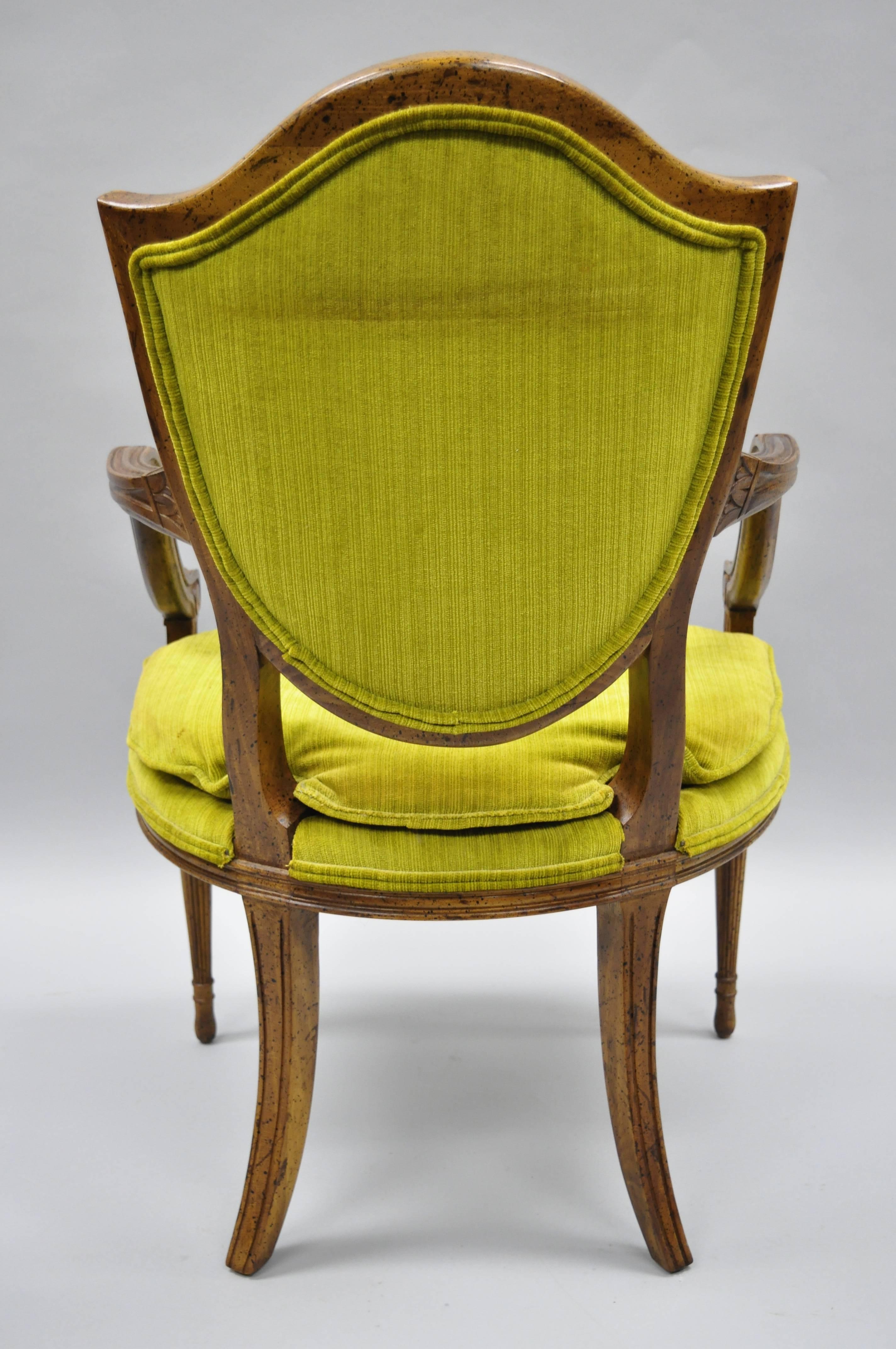 Pair of French Louis XVI Directoire Style Armchairs Fauteuil with Shield Back 1