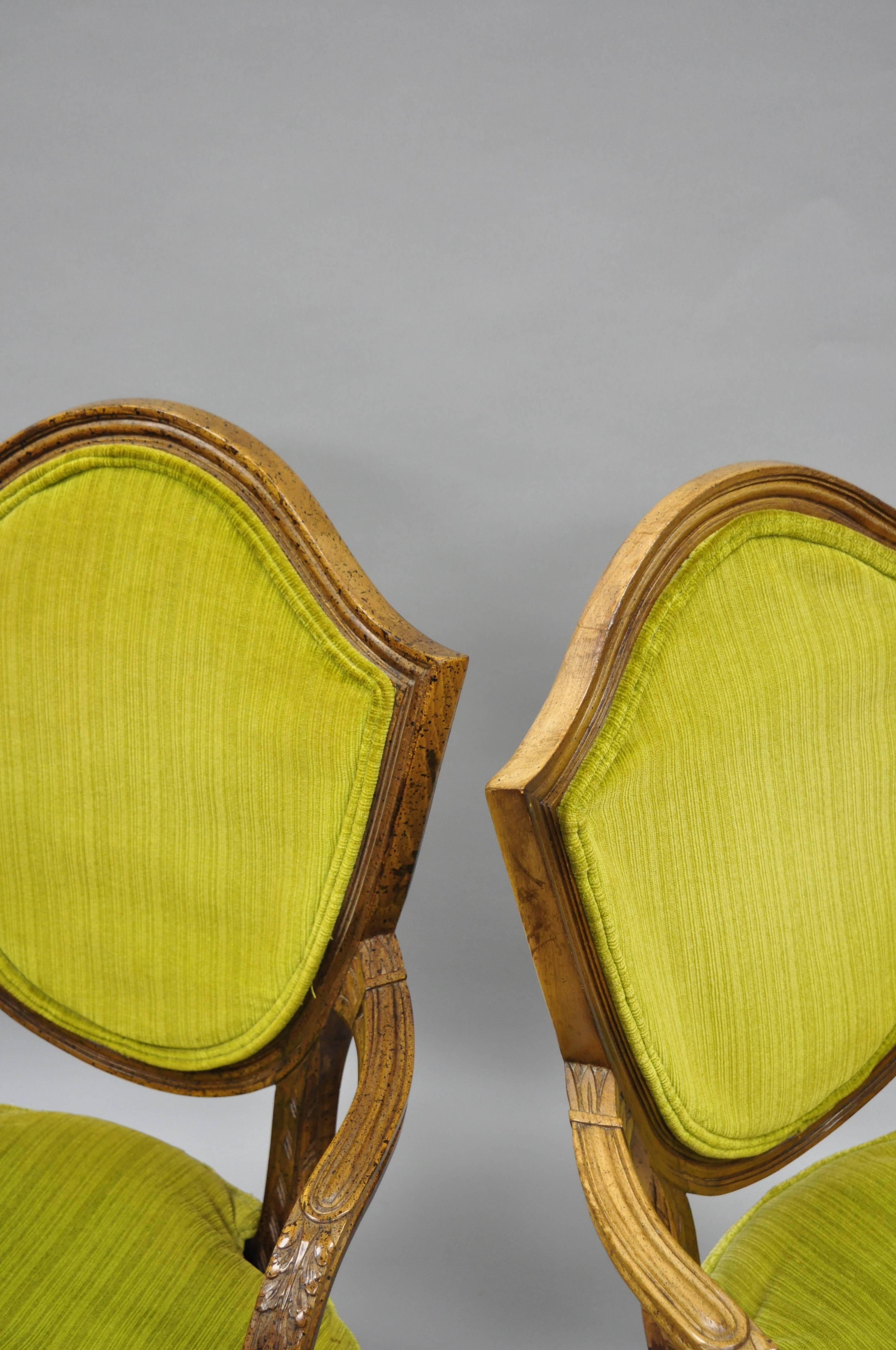 Pair of French Louis XVI Directoire Style Armchairs Fauteuil with Shield Back 2