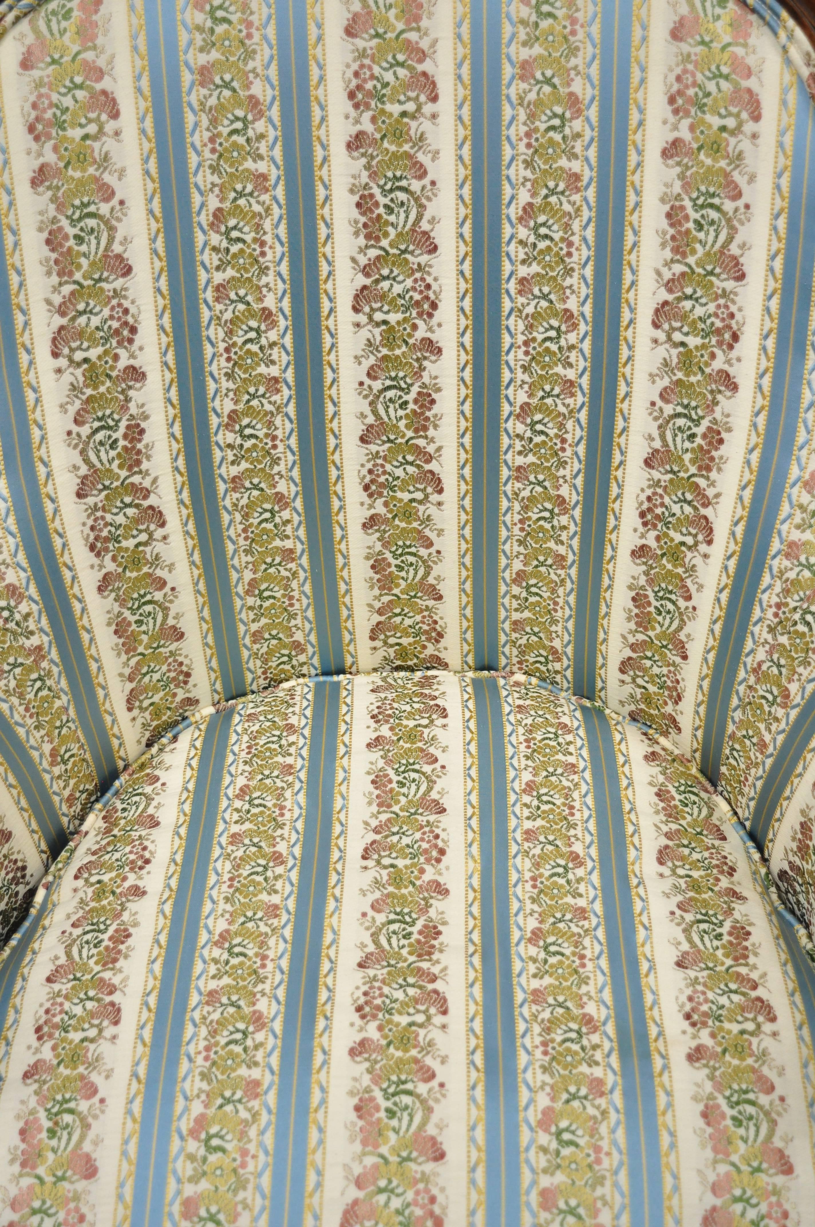 Pair French Louis XVI Directoire Maison Jansen Style Walnut Bergere Arm Chairs 6