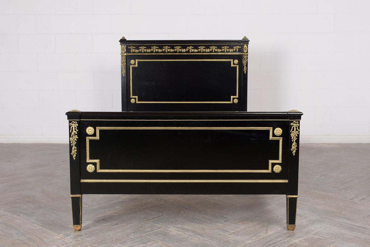 Late 19th Century Pair of French Louis XVI Ebonized Twin-Size Bed Frames