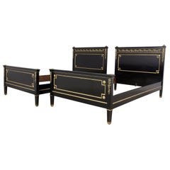 Pair of French Louis XVI Ebonized Twin-Size Bed Frames