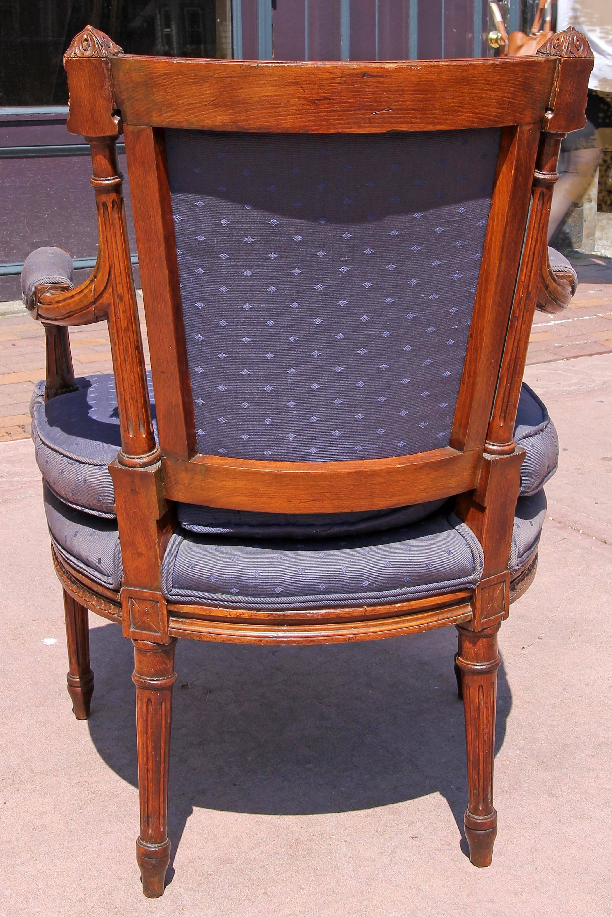 Pair of French Louis XVI Fauteuils, 19th Century 1