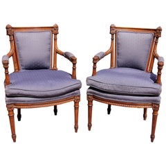 Pair of French Louis XVI Fauteuils, 19th Century