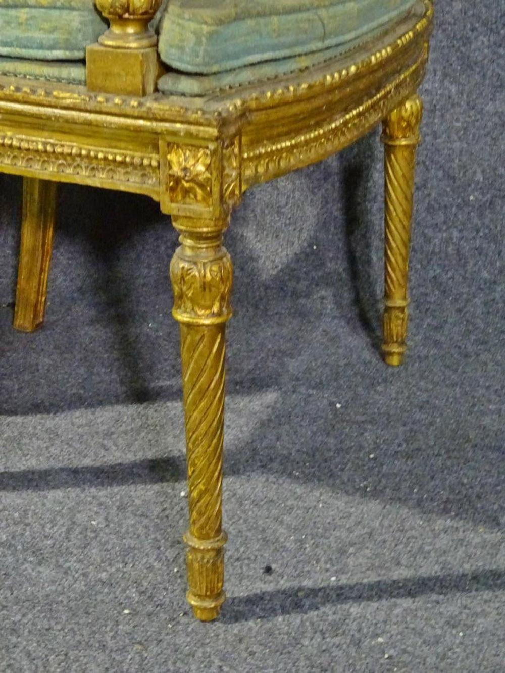 Pair of French Louis XVI Gilded Caned Armchairs Armchairs Fauteuils, circa 1920s 3