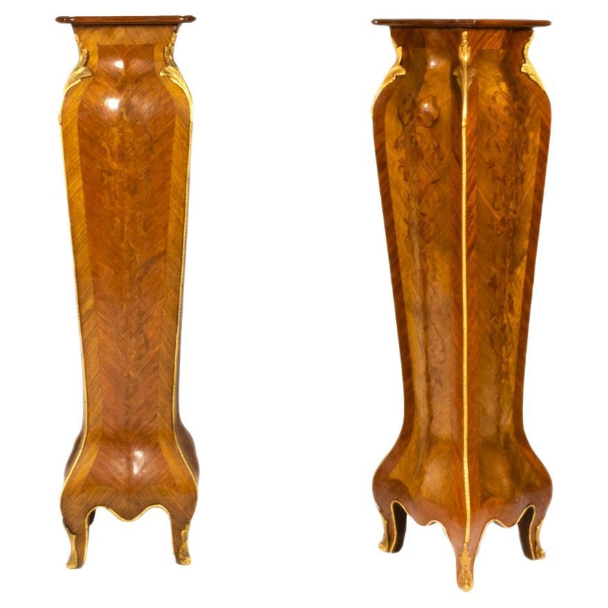 Paar französische Louis-XVI-Sockel aus vergoldeter Bronze, 19. Jahrhundert