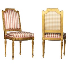Pair of French Louis XVI Giltwood Chairs, 20th Century
