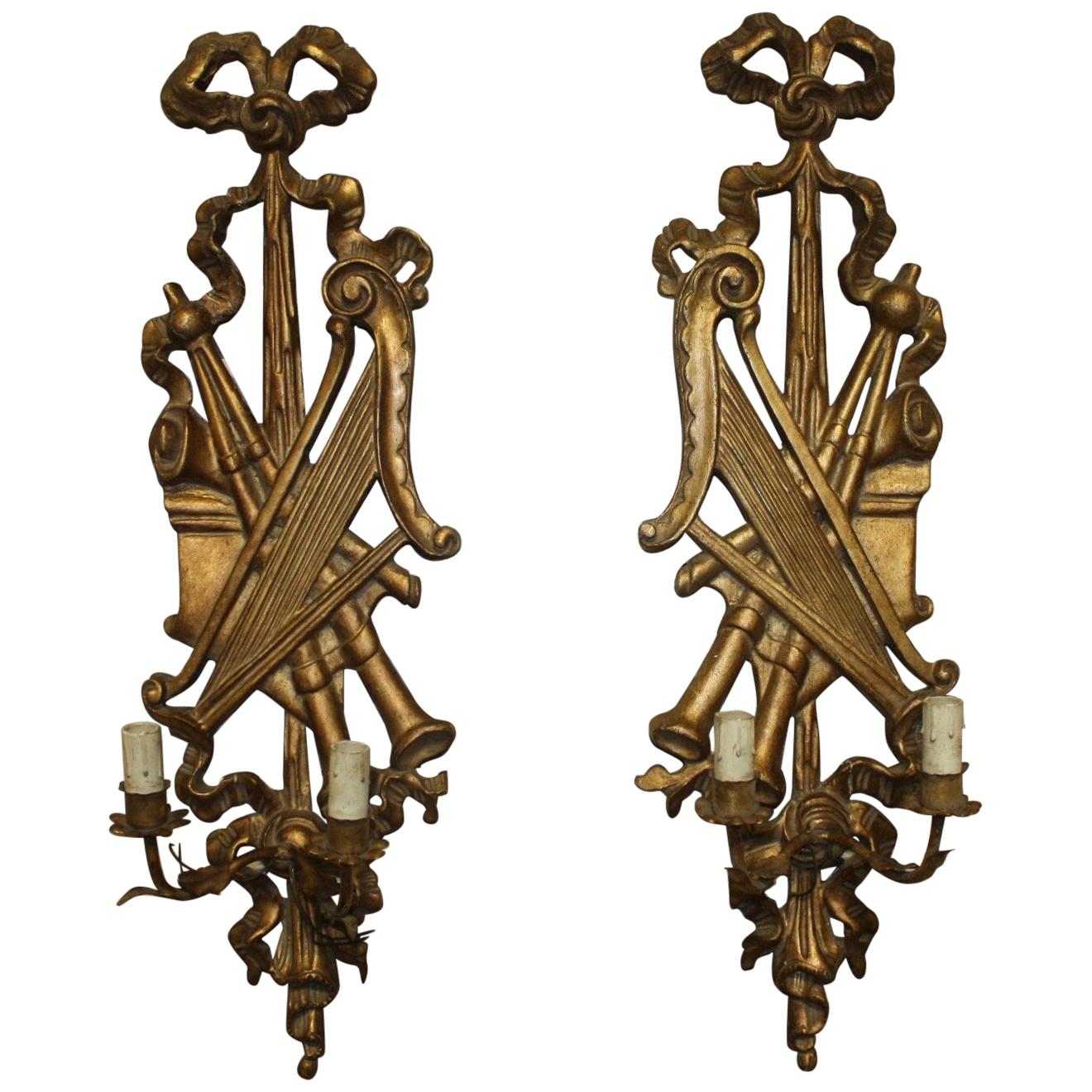 Pair of French Louis XVI Giltwood Sconces For Sale