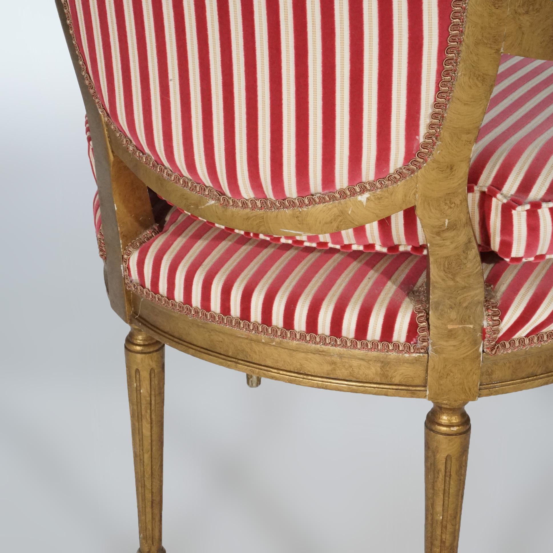 Paar französische Louis-XVI-Sessel aus vergoldetem Holz, gepolstert, 20. Jahrhundert im Angebot 10