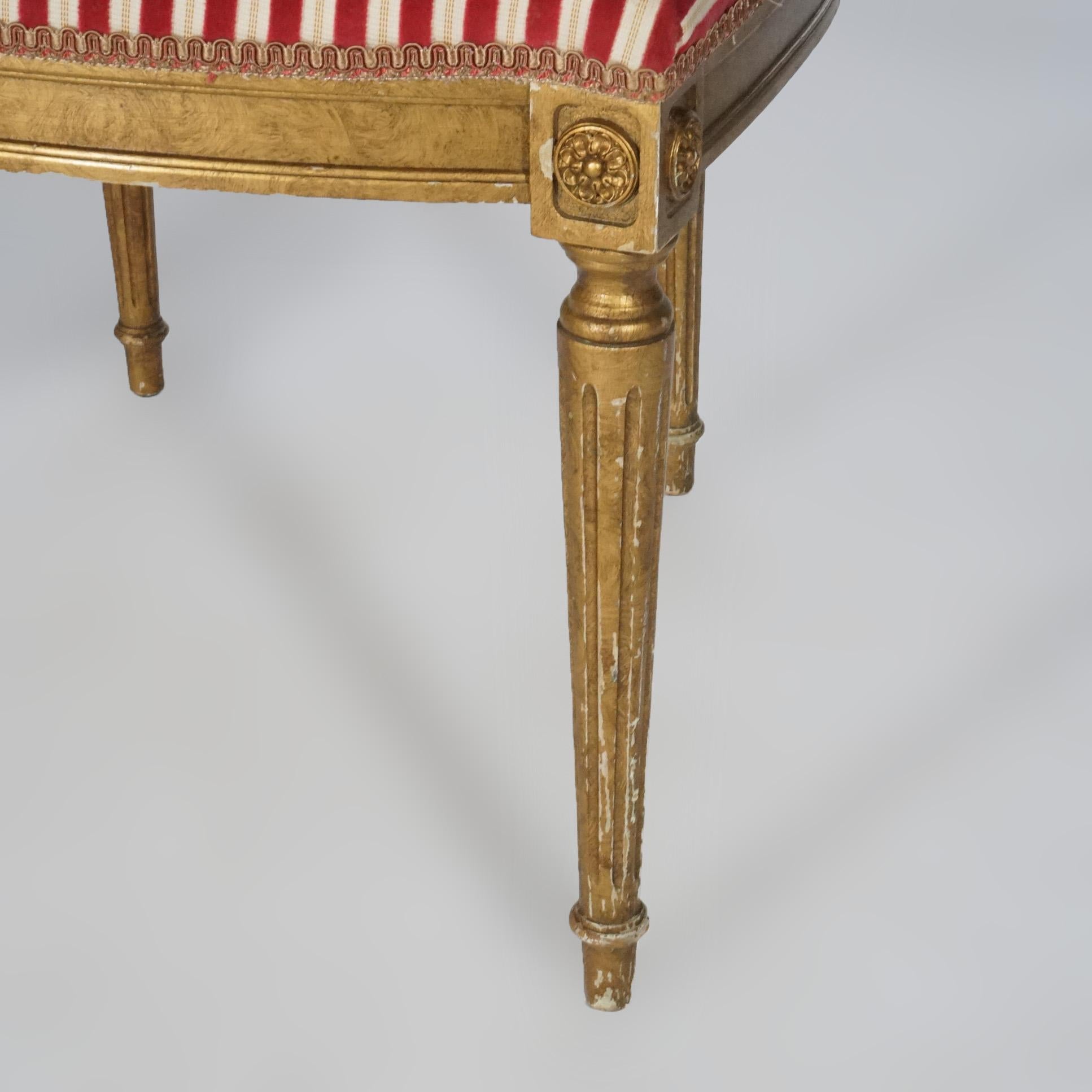 Pair of French Louis XVI Giltwood Upholstered Armchairs 20th Century For Sale 14