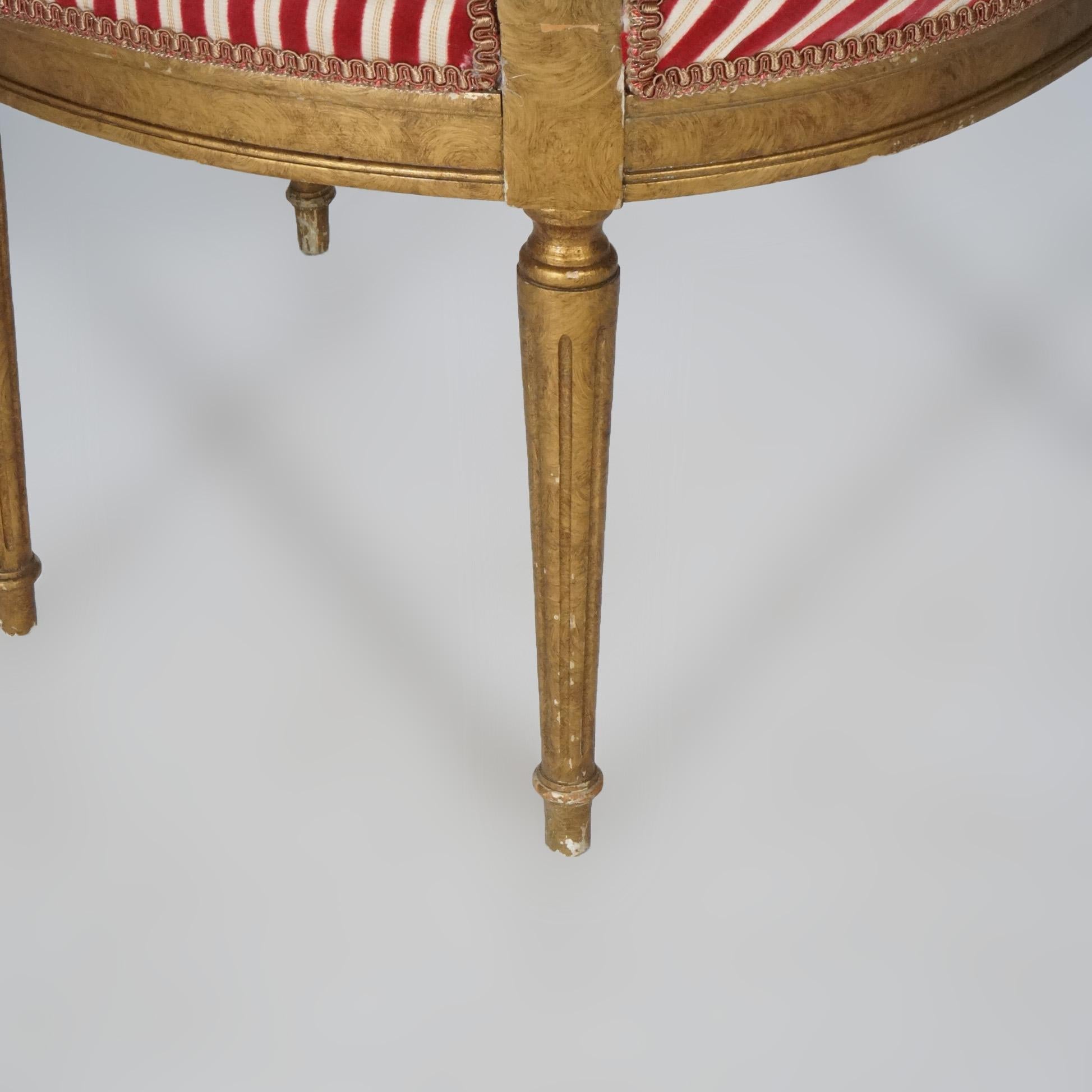 Paar französische Louis-XVI-Sessel aus vergoldetem Holz, gepolstert, 20. Jahrhundert im Angebot 14