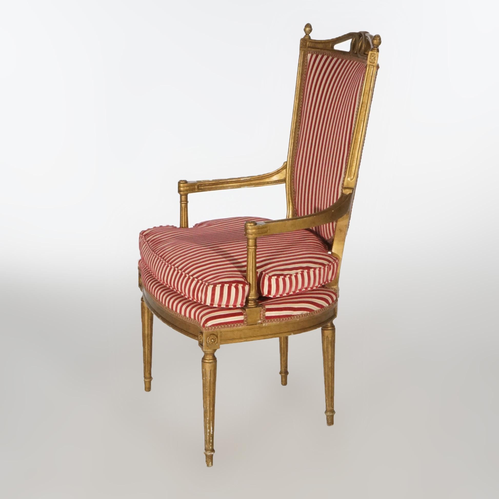 Paar französische Louis-XVI-Sessel aus vergoldetem Holz, gepolstert, 20. Jahrhundert (Vergoldet) im Angebot
