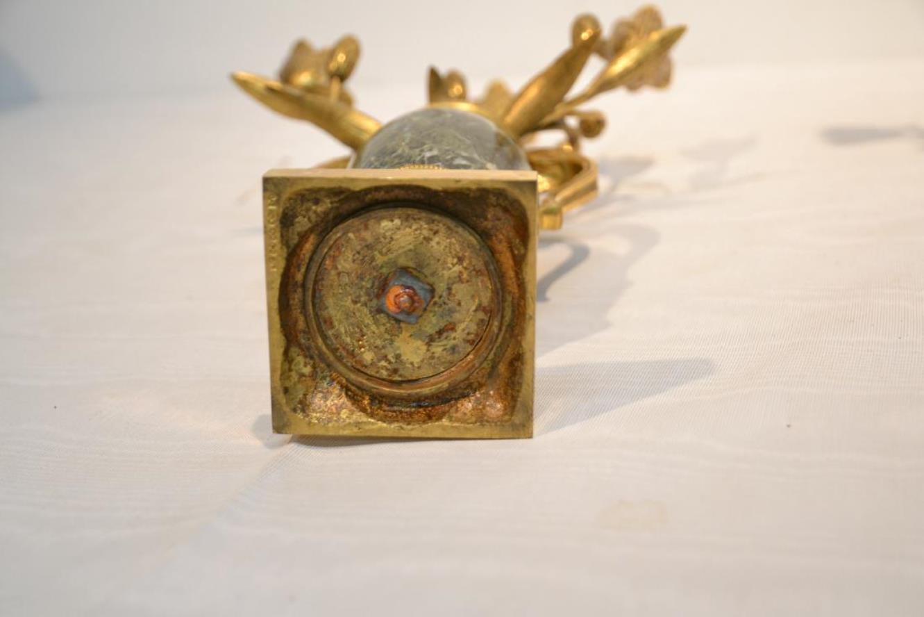 Dorato Pair of French Louis XVI Marble and Gilt Bronze Candlesticks or Cassolettes in vendita