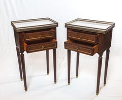 Pair of French Louis XVI Marble-Top Side Tables