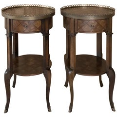 Pair of French Louis XVI Marquetry Nightstands or End Tables