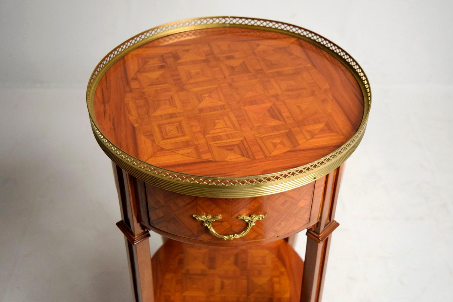 Brass Pair of French Louis XVI Side Tables