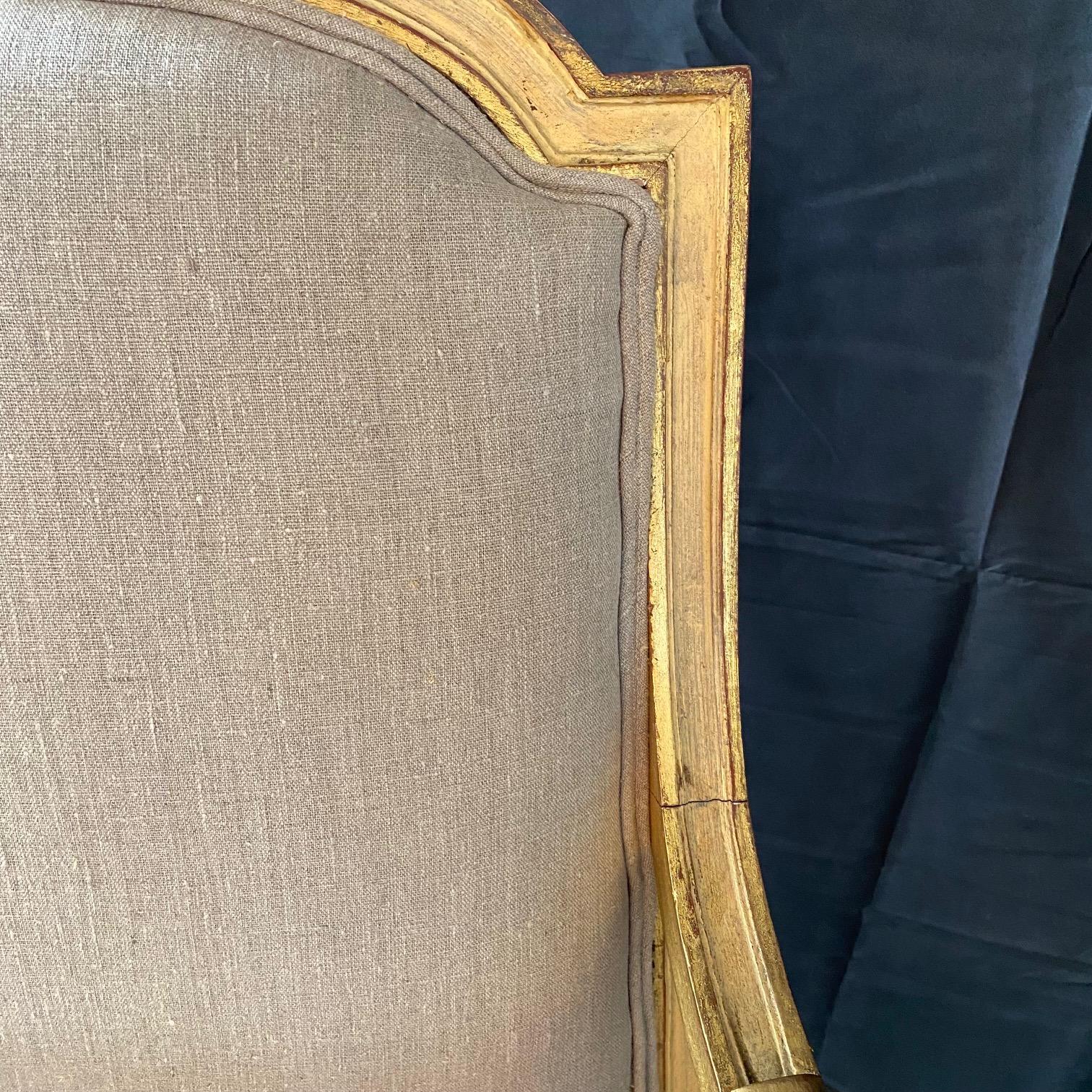 Pair of French Louis XVI Neoclassical Gold Gilt Painted Armchairs For Sale 1