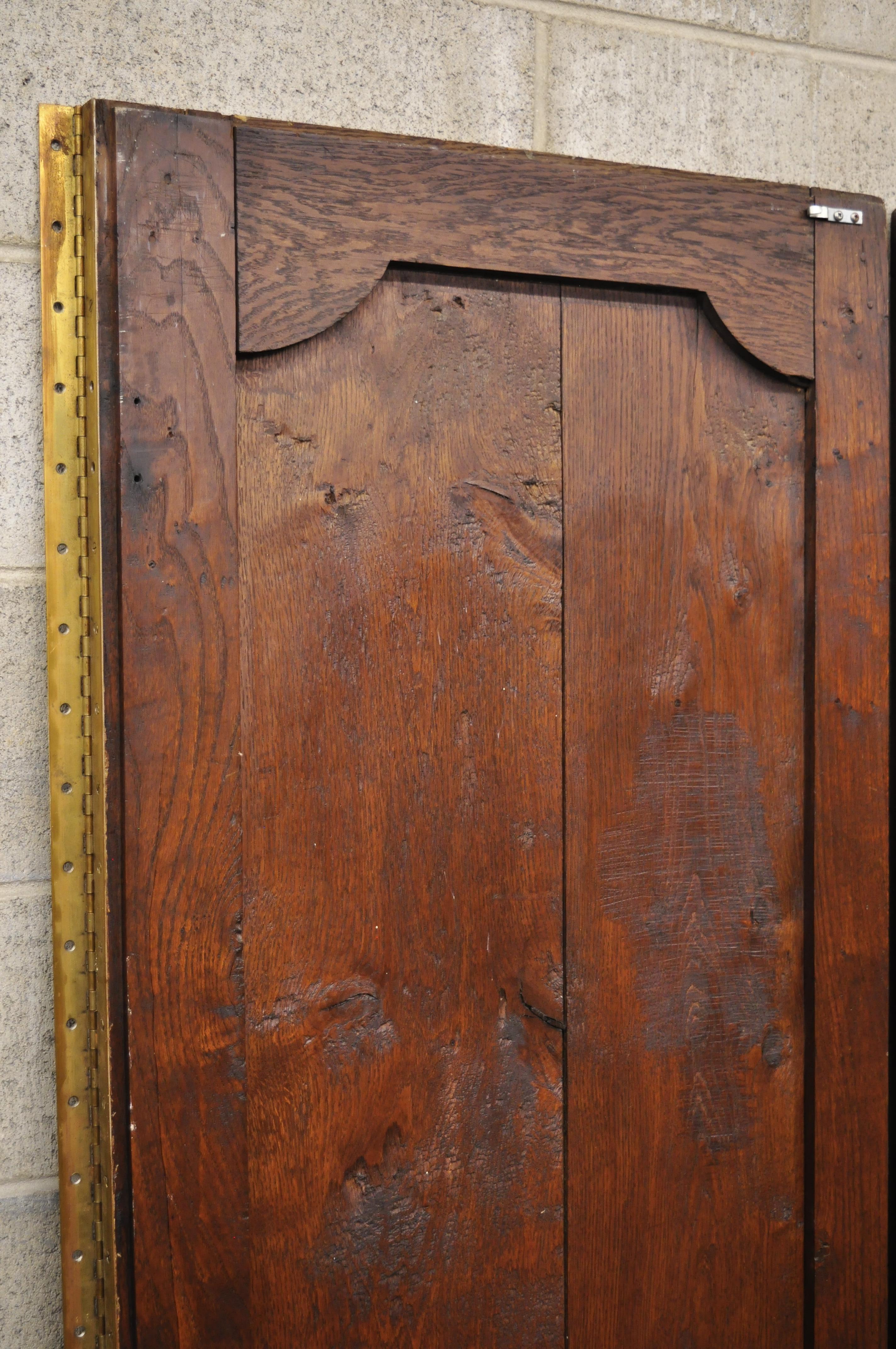 Pair of French Louis XVI Oak Interior Double Doors with Bronze Rococo Door Knobs 2