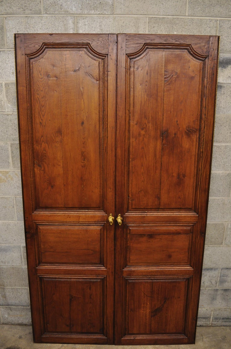 Pair of French Louis XVI Oak Interior Double Doors with Bronze Rococo ...
